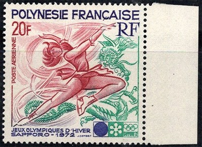 Französisch-Polynesien 1972 Yv. 61 Postfrisch 100% Flugpost 20.f, Olympische Spi