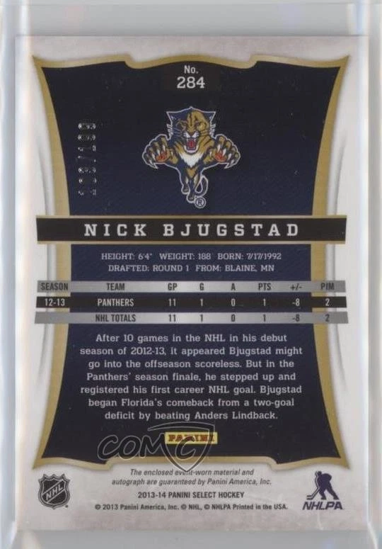 2013-14 Panini Select Rookie Jersey Auto /199 Nick Bjugstad #284 Auto RC - Image 2 of 2