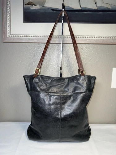 Hobo International Lennox Black Leather Tote Bag - Picture 2 of 12