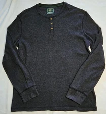Mens G. H. Bass & Co. Long Sleeve Blue Henley Thermal Shirt Size XL
