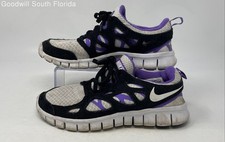 Nike Kids Free Run 2 DD0163-101 Black Purple Lace-Up Sneaker Shoes Size 5.5Y