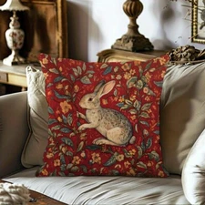 1 Piece Vintage Red Rabbit Easter Pillow Cover Holiday Sofa Decoration