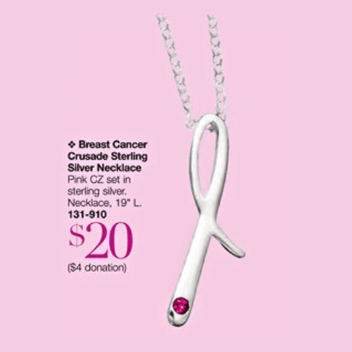 Avon Sterling Silver Necklace Pink CZ Crusade Ribbon Awareness 2015 - Image 4 of 4