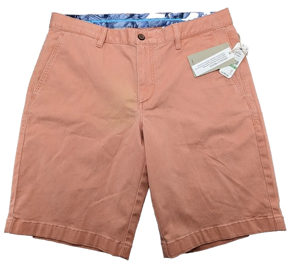 Pantalones Cortos Tommy Bahama Boracay Para Hombre 30W 10" Coral Bordado Logo Elástico