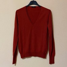 Cruciani Pullover Kaschmir Seide Strick Langarm V-Ausschnitt Rot Made in Italy