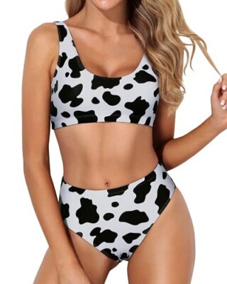 NWT Tempt Me Cow Print Womens Size M Two Piece Bikini