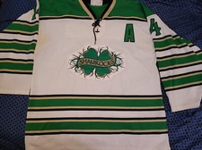 Used Shamrock Hockey Jersey XL .Athletic Knit. stains view pix.Sewn plate,logo&#