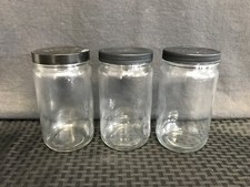 (3) Laboratory Glass 800mL 27oz Clear Glass Wide Mouth Straight Sided Jar w/ Lid