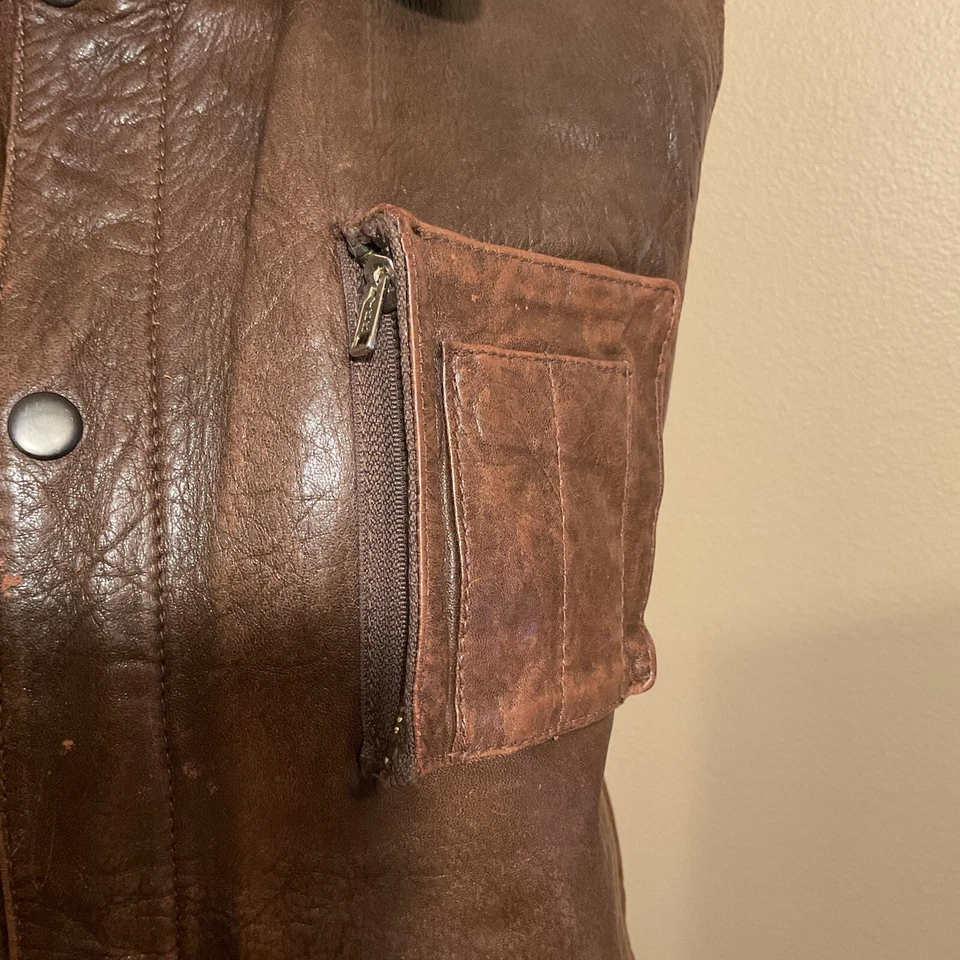 Жилет Adam Spencer из натуральной кожи шерпа с подкладкой размер M вестерн винтажный - Изображение 4 из 4