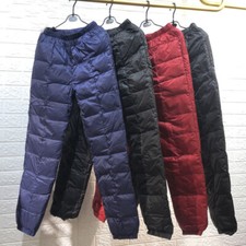 Winter Mens Ultralight Duck Down Pants Elastic Waist Warm Trousers Casual Thick