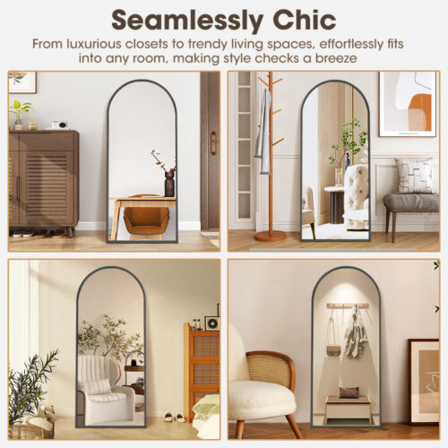 ProPulse Black Full Length Mirror Floor Standing or Wall Mount Makeup Home Decor - Picture 12 of 12