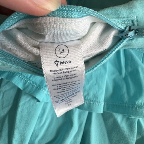 Ivivva By LULULEMON Tuquoise Ruffle Pleated Athletic Skort Skirt Girls Size 14 - Picture 3 of 5