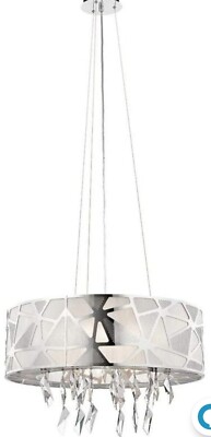 Elan Angelique Chrome And Crystal Drum 6 Light Chandelier/Pendant - 83584