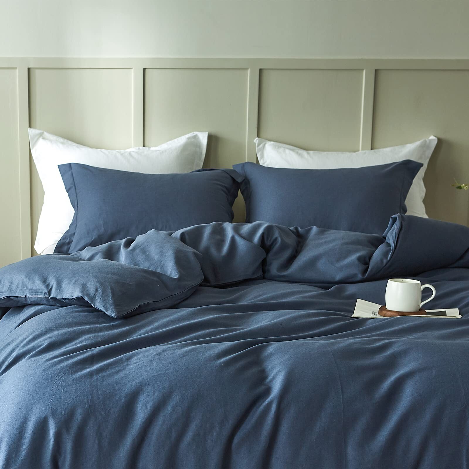 Simple&Opulence French Linen Duvet Cover Set 68" x 86"- 2 Pieces (1 Comforter...