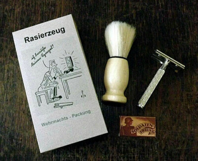 1939-1945 GERMAN SAFETY RAZOR & SHAVING BRUSH - WEHRMACHT WW2 repro (d1 ...