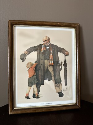 1972 Framed Print Of Norman Rockwell, In Daddy s Pockets