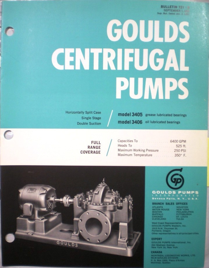GOULDS Centrifugal Pump Pumps Catalog Die Formed ASBESTOS Packing Gaskets  1962 | eBay