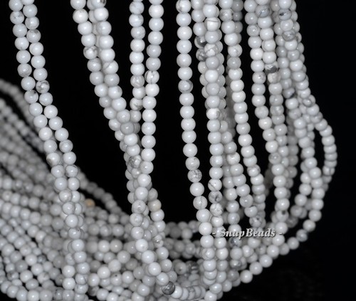 3MM DOVEWHITE HOWLITE GEMSTONE WHITE TURQUOISE ROUND 3MM LOOSE BEADS 16inch - Picture 2 of 3