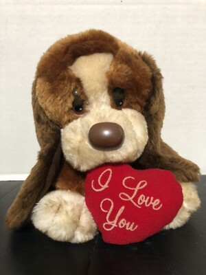 Vintage Russ Baxter The Bashful Basset Hound Dog 8  Stuffed Animal I Love You  