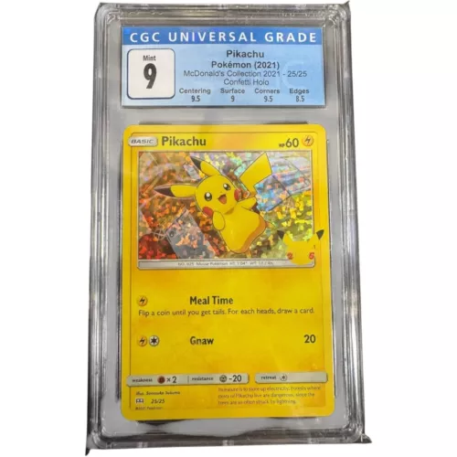 Pokémon 2021 Pikachu McDonald's Collection 25/25 Confetti Holo CGC 9 Mint (0003)