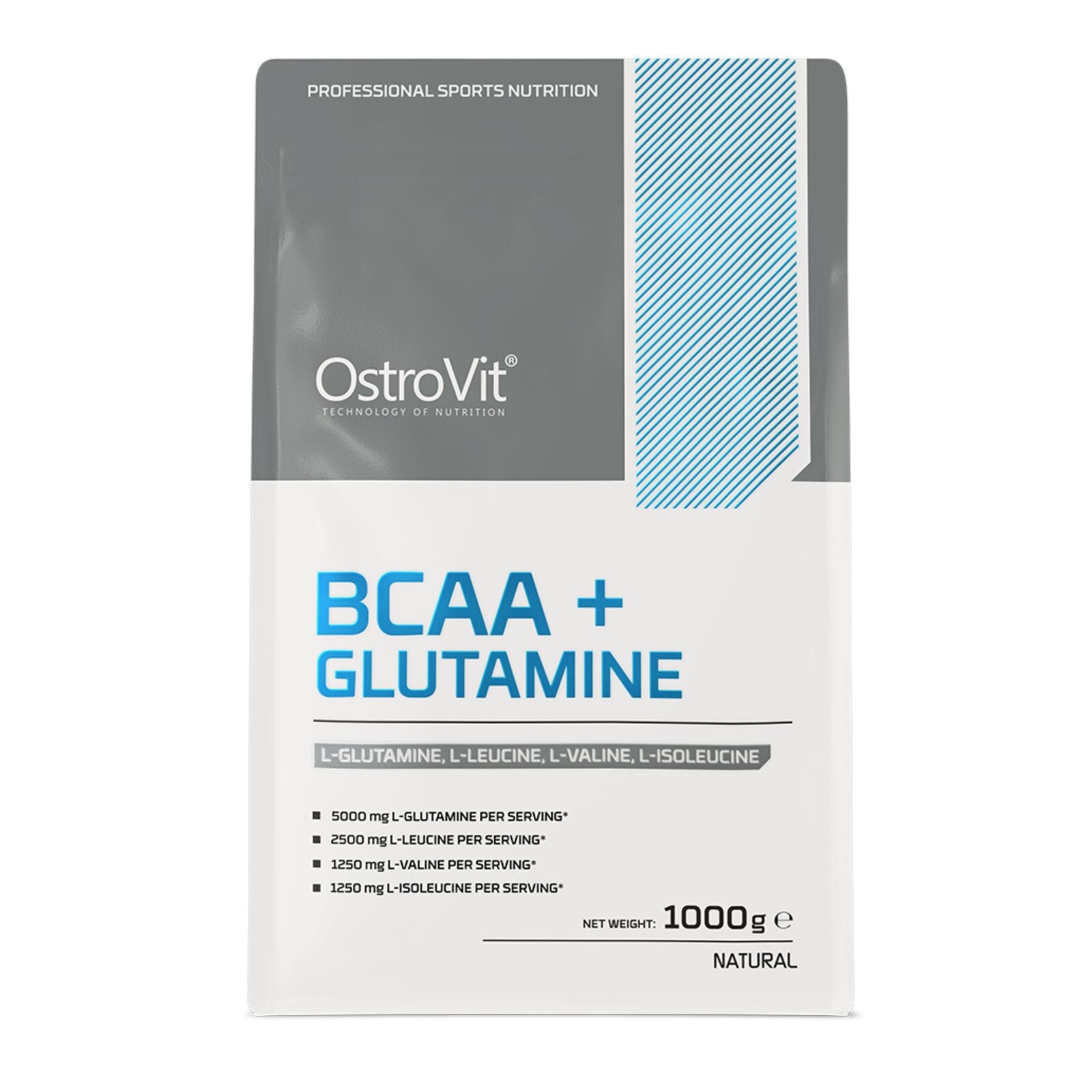OSTROVIT BCAA + GLUTAMINE WORKOUT RECOVERY POWDER AMINO ACIDS 1000G NATURAL