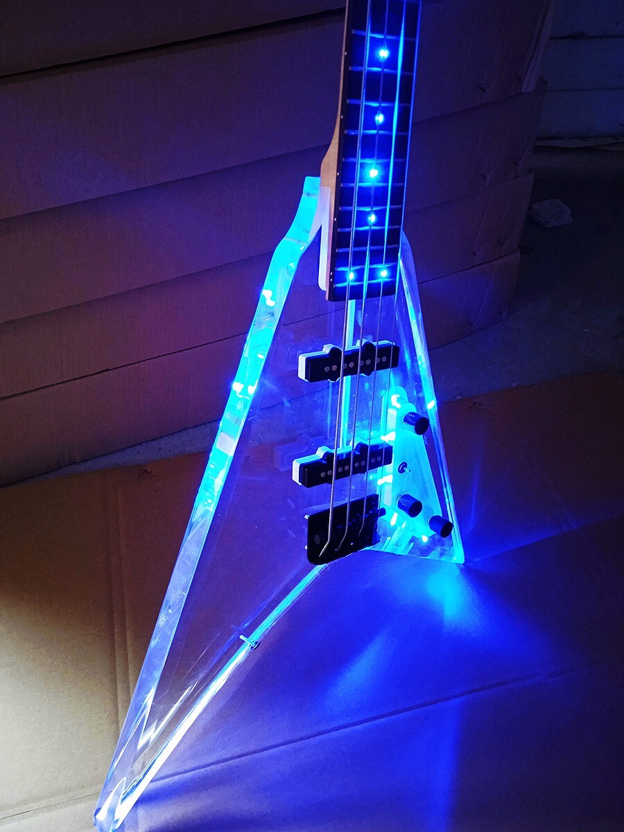 Electric Guitar Bass Acrylic material transparent with LED light eBay