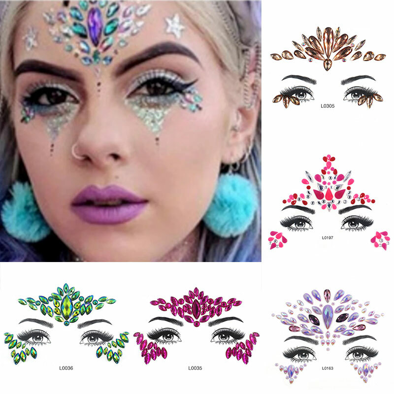 6 Glitzer-Gesicht-Aufkleber Mit Strass – Leuchtend, Wasserfest, Perfekt Für Festival, Halloween & Partys