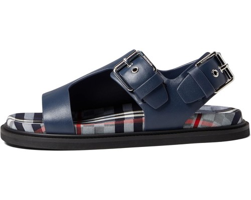 Authentic NEW BURBERRY UNI Kids Blue BERTHA Leather Check Sandals 29 EU 11.5 US - Picture 2 of 14