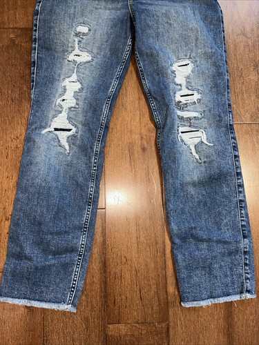 Abercrombie Kids Distressed High-Rise Straight Jeans Girls Sz 15/16 Blue Denim - Picture 4 of 19