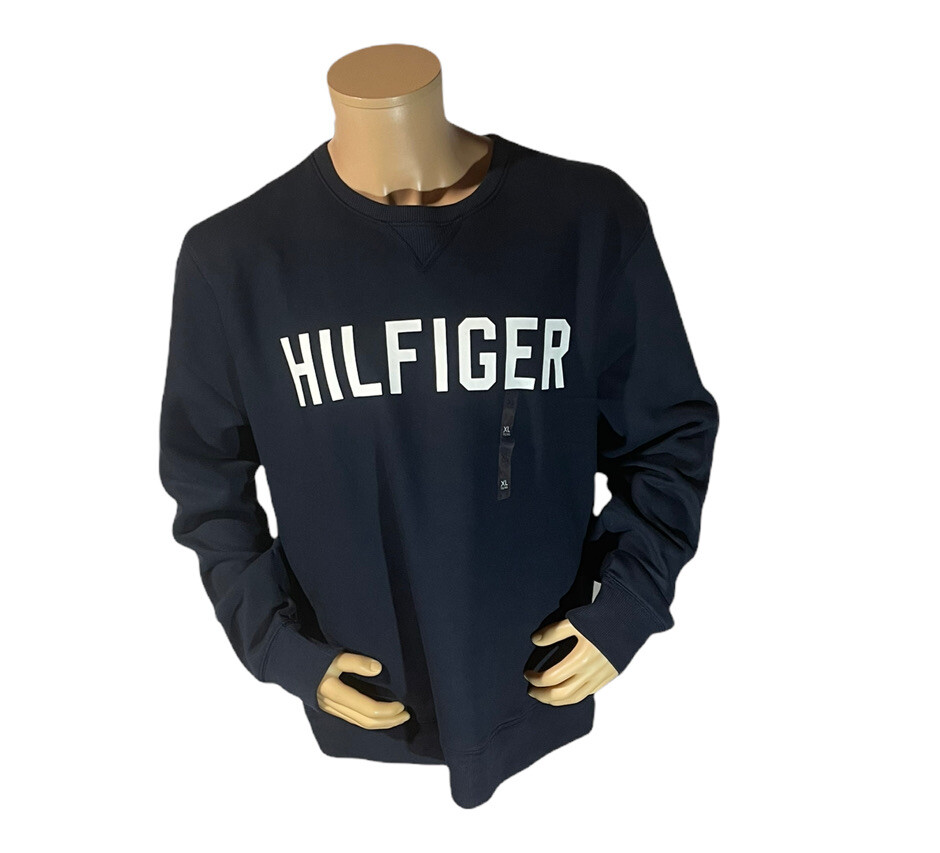 Tommy Hilfiger navy blue Mens big logo crew neck sweater XL