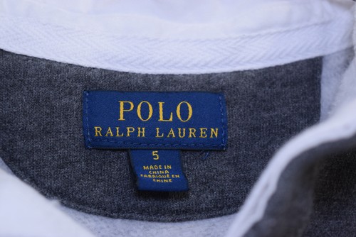 Polo Ralph Lauren BIG PONY Long Sleeve Rugby Striped THICK Shirt BOYS 5 Gray - Picture 2 of 13