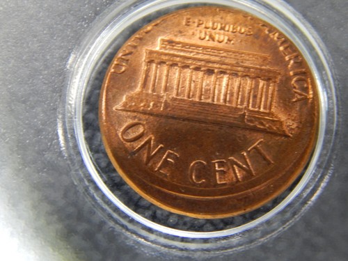 1985 Lincoln Penny HUGE Rare Offset Strike Mint Error RED Lustrous Coin - Picture 5 of 13