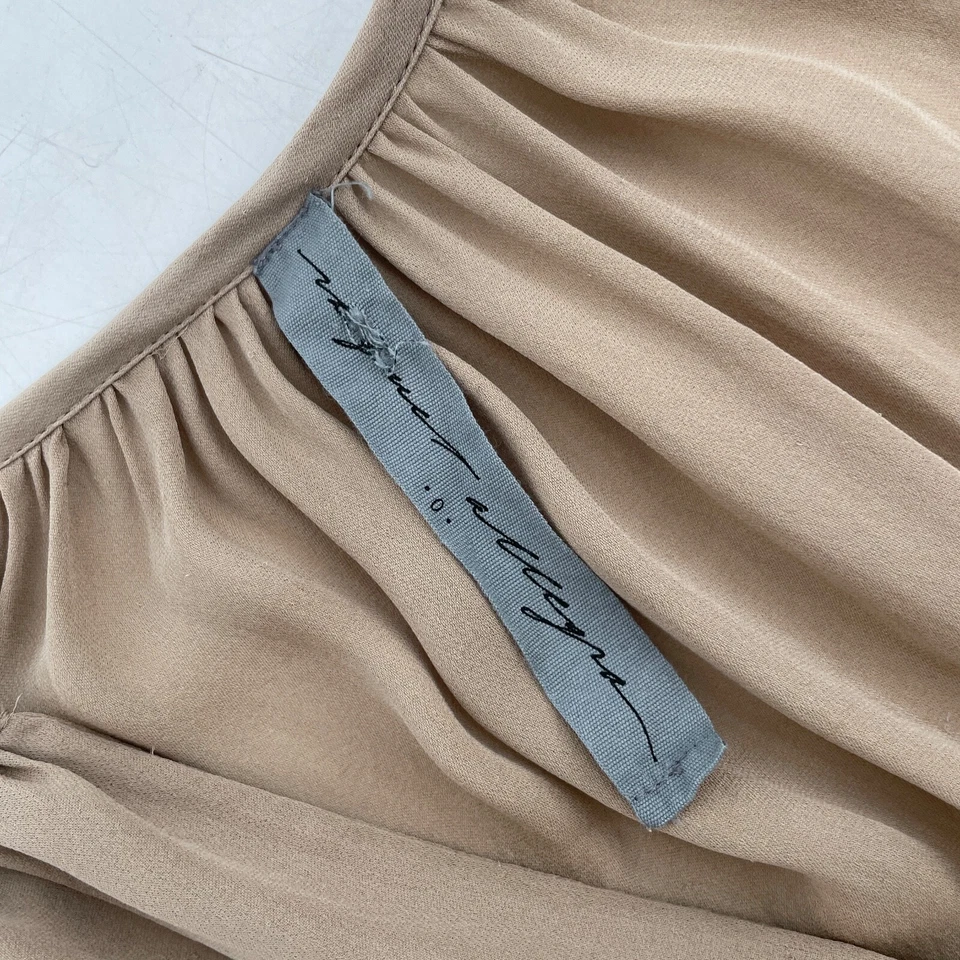 Blusa poeta RAQUEL ALLEGRA TIE DYE TOP Camisa Talla 0 manga larga seda verde tostado M Foto 3 de 4