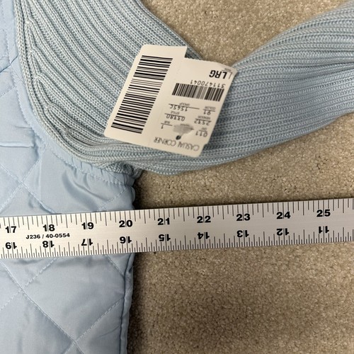 CAROLYN TAYLOR Ice Blue Zip Up Sweater Padded Nylon Jacket Size Large New - Picture 2 of 14