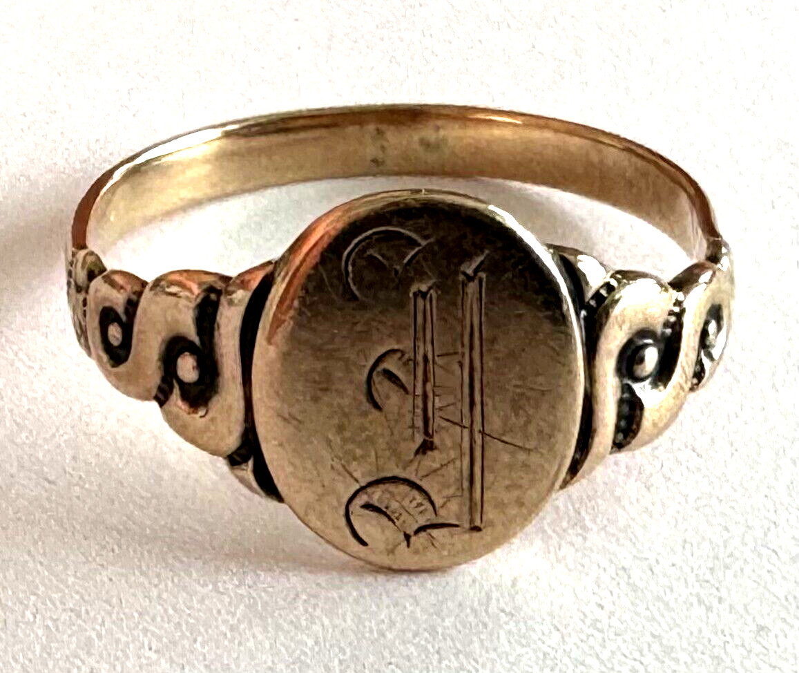 Antique 8K Solid Gold Initial Letter Monogram Lad… - image 10