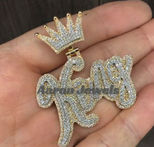 Men's REAL 925 Silver 5.34 Ct Moissanite 4 LETTERS CUSTOM PENDANT Passes Tester