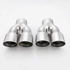 Pair 3 inch inlet Quad 3 inch out Dual Wall Round Stainless Steel Exhaust Tips