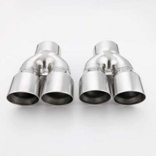 Pair 3 Inch Inlet Quad 3 Inch Out Dual Wall Round Stainless Steel Exhaust Tips Pair 3 Inch Inlet Quad 3 Inch Out Dual Wall Round Stainless Steel Exhaust Tips