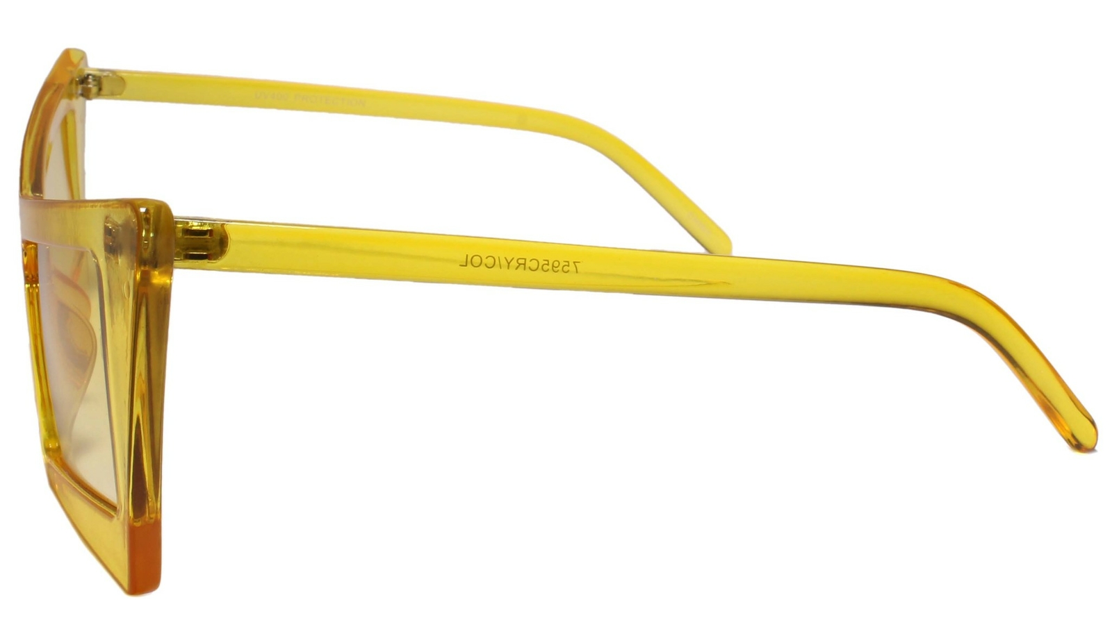 Retro Slanted Rectangle Funky Exotic Cat Eye Yellow Color Tinted