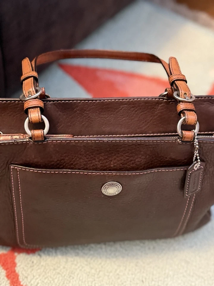 Bolso de Mano Coach Chelsea Vintage Cartera Cuero Guijarro Marrón G063-8E97 Forro Rosa Foto 4 de 4