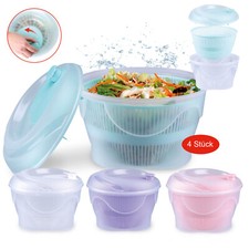 4x Lavainsalata 4l Insalatiera Ø 23cm Manovella & Inserto Filtro Plastica
