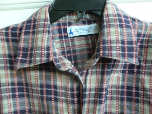 Women's Marsh Landing 100% Cotton M Plaid Flannel Button Front Shirt M LS - Picture 2 of 5