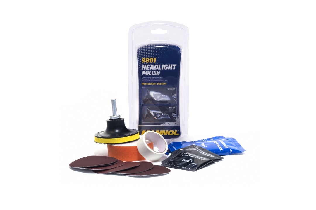 Kit de polissage des phares Mannol 9801 avec 42 pièces pour rénovation optique