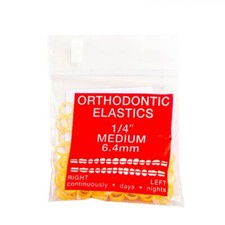 JMU Orthodontic Latex Elastics, Medium 1/4", Yellow, 100/Bag