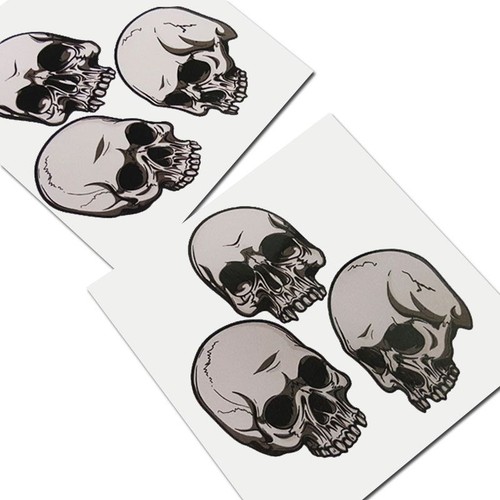 SKULL graphics stickers decals x 2 pieces STYLE #002 Gothic Biker Death - Picture 2 of 3