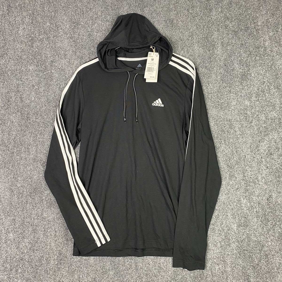 Adidas Mens Hoodie Medium Sweatshirt Black Lightweight Thin