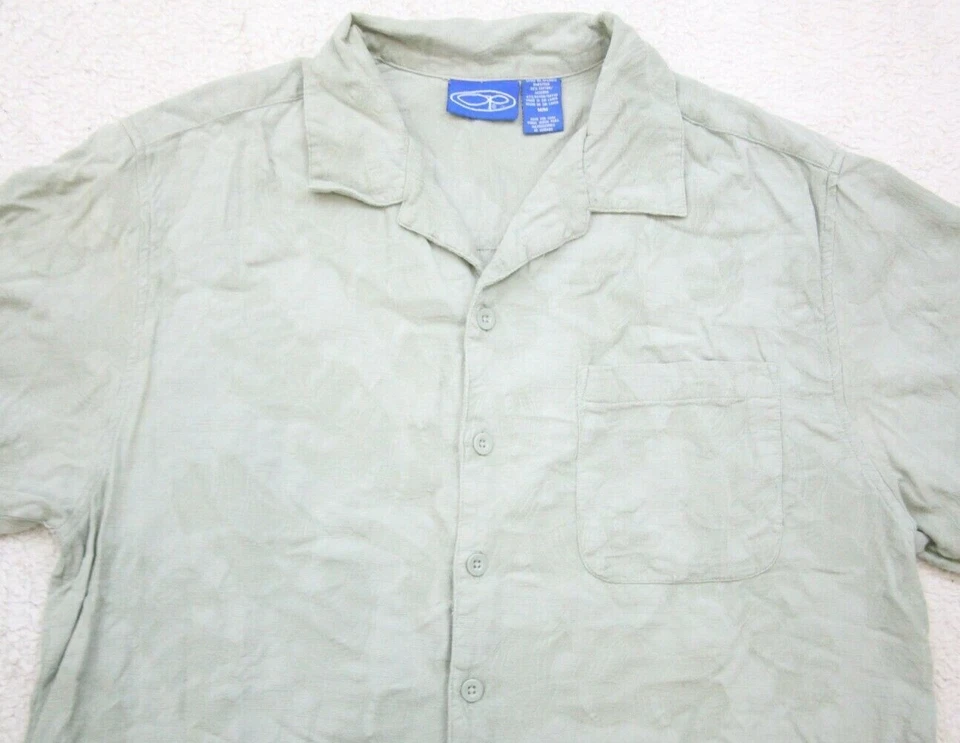 Camisa de vestir hawaiana Ocean Pacific verde manga corta bolsillo para hombre mediana F12 Foto 3 de 4