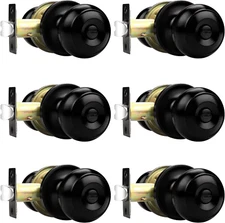 6 Pack Probrico Matte Black Privacy Door Knobs Keyless for Bedroom and Bathroom