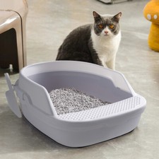 XL Cat Litter Tray Box Semi-enclosed Sandbox Bedpan for Cat Rabbit Small Animals