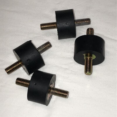 4 Rubber (1-1/4 Dia x 3/4) Vibration Isolator Mounts with 5/16-18 x 11/16'' Studs